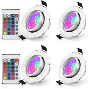 4 Pack LED Color Changing Recessed Lighting 3W RGB Downlight Retrofit Fixture 3 inch Gimbal Recessed Lighting 16 Color Changing Ceiling Light
