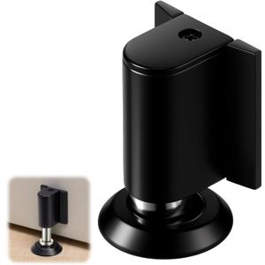 1 Pack Adjustable Magnetic Door Stoppers, Drilled Mount or No Drill Invisible Doorstops for Inside Door with Installation Screws and Adhesive Stickers, Protects Wall from Damage (Black)