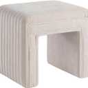 Get Set Style Vanity Stool Chair,Modern U‑Shaped Vanity Stool, Fully Assembled Linen Ottoman Foot Stool, Decorative Accent Stool Extra Seat for Makeup Room, Living Room, Entryway, Bedroom, 20"D x 17"W x 17.8"H