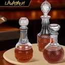 LAWADACH Liquor Decanters Whiskey Decanter Set - Creative Glass Decanter for Liquor,Decanter for Tequila,Bourbon and Vodka Unique Whiskey Presents for Man,Dad and Home Bar Decor(17.6oz*2, 17oz*1)