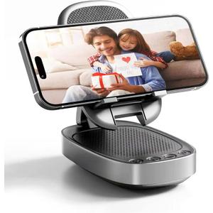 Gifts for Men Woman,Phone Stand with Wireless Bluetooth Speaker for Men with LED Atmosphere Light HD Surround Sound Speaker for Home,Office,Birthday,Anniversary,Compatible with iPhone/iPad Tablet (Black)