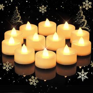 Amagic Pack of 50 Battery Operated Tea Lights Candles, Fake Tealights Candles, Flameless LED Tea Lights for Halloween, Wedding, Votive, Festival, Table Decor (Warm White, Ivory)