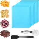 8PCS Silicone Dehydrator Trays with Edge Fruit Leather Trays 12 x 10 Inch Non-stick Dehydrator Mats with Silicone Scraper Cutter Wheel for Fruit Vegetables Meat Herbs and Liquid