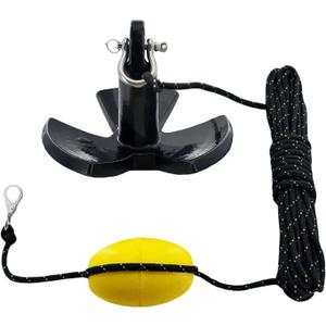 XIALUO Marine River Anchor Kit 20 lb Black PE Coated Kayak Anchor Accessories with 50 ft Rope for Fishing Kayaks, Canoe, Jet Ski, SUP Paddle Board and Small Boats