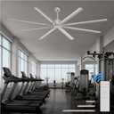 96 Inch Industrial Ceiling Fan, Large Commercial HVLS Shop Ceiling Fan for Garage Gatio Gym, Big Assed Ceiling Fans with 8 Metal Blades, Quiet Reversible DC Motor, Remote Control, 6 Speeds(Silver)