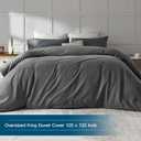 STWIENER Oversized King Plus Duvet Cover 120"x132", Only One Piece Extra Large Ultra Soft Microfiber Grey Duvet Cover for All Season - Zipper Closure & 8 Corner Ties(Grey, Alaskan King 120x132 inches)