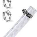 DAVCO 1/4" ID - 25 ft Heavy Duty Braided Clear Plastic Vinyl Tubing, Flexible High Pressure Reinforced PVC Plastic Tube Hose, Non-toxic, BPA Free, with 2 Stainless Clamps