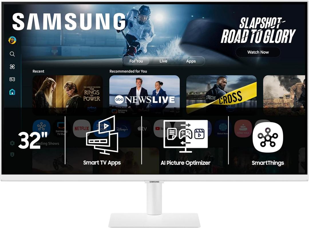 Samsung 32 Smart Monitor M7 (M70F) 4K UHD Display, Samsung Vision AI, Smart TV Apps, Gaming Hub, USB-C, HDMI and USB-A, White, LS32FM703UNXZA, 2025