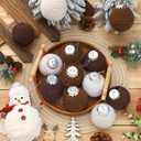 Soulchen 12 Pcs Neutral Christmas Crochet Ornaments 2.36" Boho Farmhouse Christmas Tree Hanging Balls Handmade Vintage Rustic Knitted Ornaments for Xmas Tree Holiday Decor(Beige, Khaki, Brown)