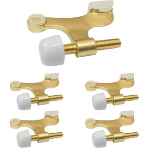 5 Pack Hinge Pin Door Stopper Satin Brass Matte Gold Adjustable Heavy Duty Door Stops with Rubber Bumper Tips, Easy No Drill Installation | HOWTOOL