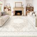 Vintage Living Room Area Rug - 8x10 Large Machine Washable Boho Moroccan Rug Distressed Farmhouse Rugs for Bedroom - Soft Non-Slip Indoor Carpet for Dining Room Office Nursery(Boho Beige, 8'x10')