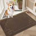 BEQHAUSE Door Mat 20" x 32", Non-Slip Door Mats Indoor Entryway Rugs Washable Low-Profile Absorbent and Stain Resist Floor Mats, Dog Door Mat for Front Back Door, Muddy Wet Shoes & Paws, Brown (1'8" x 2'8" (Rectangular))