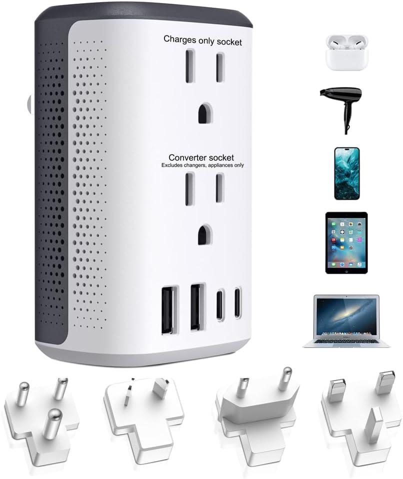 Voltage Converter Us to Europe, 220v to 110v Power Combo, Transformer for Curly Hair Dryer, European Plug Converter 2300w Travel Adapter Worldwide, Step Down European Converter.