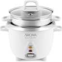 Aroma Housewares 6-Cup (Cooked yield ) / 1.2Qt. Select Stainless Pot-Style Rice Cooker, & Food Steamer, One-Touch Operation, White