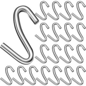 Moxweyeni 20 Pack Heavy Duty S Hooks 3.2 Inch Galvanized Steel Offset Hanging Hook S Shaped Utility Use for Industrial Hanging Hammock Stand Swing Plants, Max 450 Lbs
