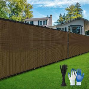 Privacy Fence Screen,with Gloves, 4X50FT Heavy Duty 220GSM 98% Blockage Privacy Screen Fence for Outdoor Wall Garden Yard Backyard (Brown)