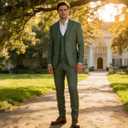 Elionm Mens Suits 3 Piece Slim Fit Big and Tall Christmas Suit for Men Dark Green Formal Prom Mens Tuxedo Suit Jacket Vest Pants Set XL