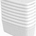 Curver Jute Decorative Plastic Organization and Storage Basket Perfect Bins for Home Office, Closet Shelves, Kitchen Pantry and All Bedroom Essentials, Slim, White, Set of 8 (Slim, White)