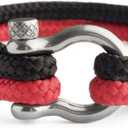 Mens Rope Bracelet - Stainless Steel Silver Shackle, Extremely Durable and Scratch Resistant Waterproof Paracord, Handmade, Nautical Wristband for Men, 2-9, 4 Pack (Black/Red)