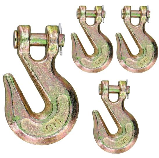4 Pack 1/2 Inch Clevis Grab Hooks, Grade 70 Forged Alloy Steel Grab Hook Heavy Duty Chain Hook for Trailer, Truck, Winch, Rigging, 10361 LBS Capacity