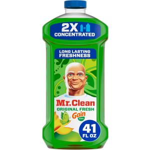 Mr. Clean All Purpose Cleaner, Floor Cleaner for Mopping Home, Bathroom, & Kitchen, Cleaning Liquid for Mop & Bucket, Cleaning Supplies, Multi-Surface Dilutable, Gain, 41oz (41 Fl Oz (Pack of 1))