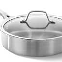 Calphalon Brushed 3-Ply Stainless Steel Cookware Set w/Turbo Heat Tech 3Qt Saut Pan with Lid, Induction, Oven Safe 450F, Brushed Stainless Silver