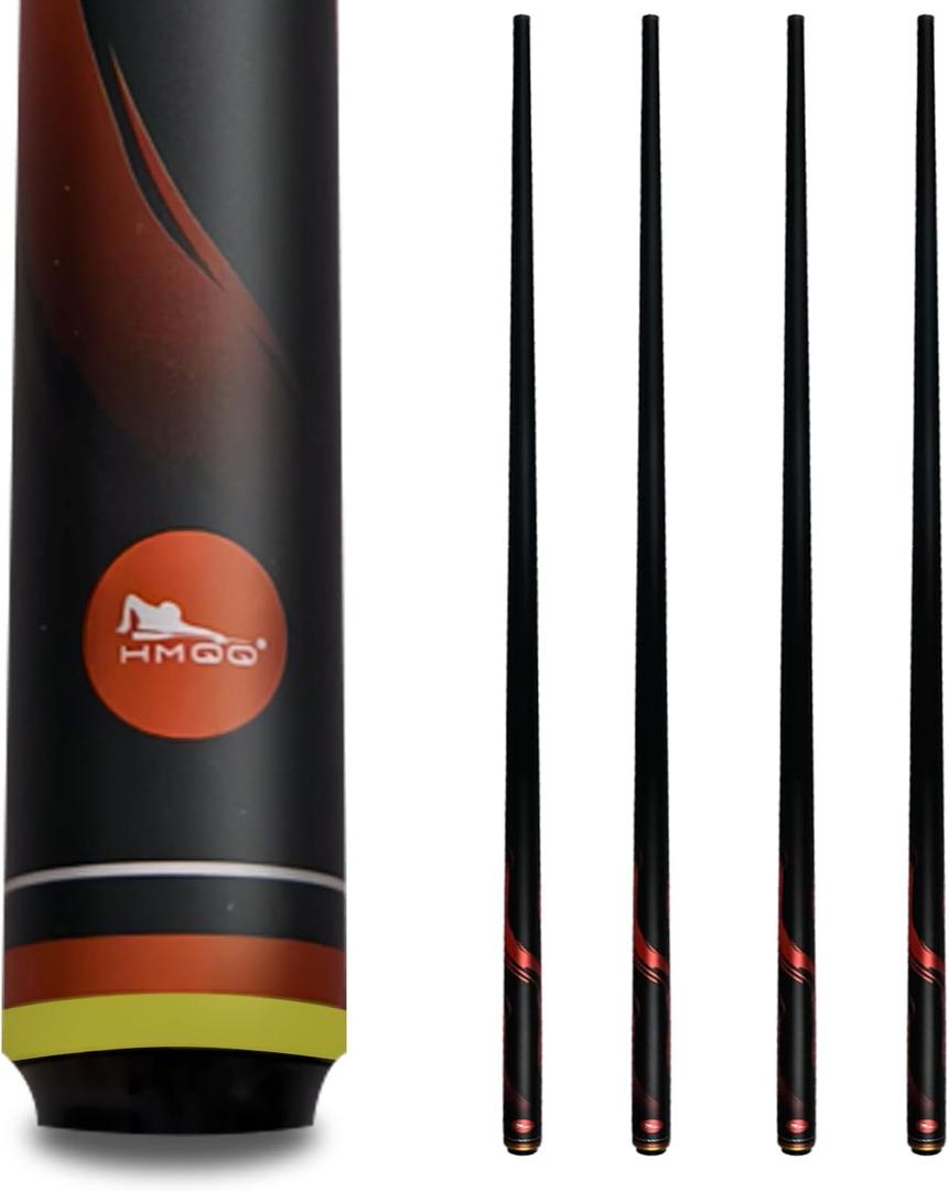 HMQQ 58" One Piece Fiberglass Graphite Composite Billiard Pool Cue Sticks, Set of 4,21oz (Several Colors Available)
