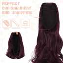 FELENDY 15" Ponytail Extension Drawstring Curly Wavy Ponytail Extensions Clip in Long Pony Tails Hair Cute Synthetic Piece for Women Grape Red