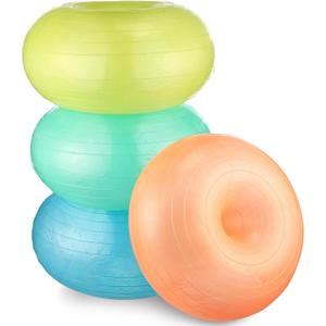 Libima 4 Pcs Flexible Seating for Classroom Inflatable Ball Chairs with Pump Donut Exercise Ball Cushion Seat for Balance and Stability Training School Home Office Gym Yoga Workout (Fresh Color)