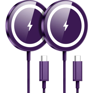 WRVVR for Apple Mag-Safe Charger 2 Pack, Magnetic Wireless Charger for iPhone 17/17 Pro/17 Pro Max/Air/16 15 14 13 12 Pro Max Plus mini,Charging Pad for Airpods Pro 3 2,Strong Magnet, Violet