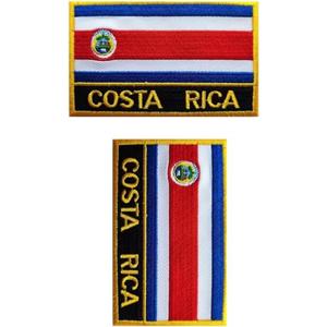 2 x Embroidered Iron on or Sew on Costa Rica Flag Patch for Hat Shirt Bag Jeans Badge Embroidered 2 Piece Patches Oblong Rectangle Shape DIY Accessories (Blue Costa Rica)