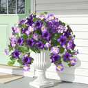 Artificial Flowers for Outdoors, 8PCS Mixed Purple Artificial Petunias UV Resistant Fake Flowers, Realistic Outdoor Faux Silk Flowers Plants for Outside Garden Porch Patio Spring Summer Decor