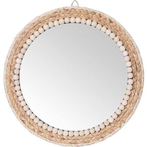 15 Inch Boho Round Hanging Wall Mirror Decorative Rattan Circle Mirrors for Farmhouse, Living Room, Bedroom