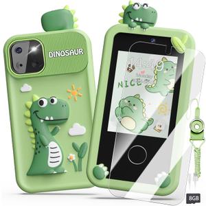 Luyiilo Kids Smart Phone Toys for Boys,Dinosaurs Gift Toys for Boys Ages 3-9 Christmas Birthday Gifts Mini Smart Phone Toys With 2.8" Touchscreen 16 Learning Games Dual Camera Music Player, 8G SD Card