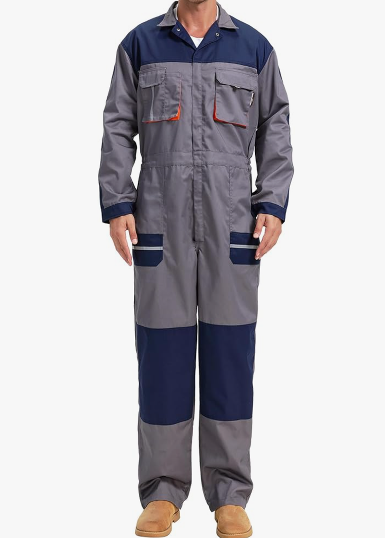 Men's Work Coveralls Multi Pockets Garage Work Jumpsuit Zip Coverall One Piece Workwear Mechanic Overalls, XL