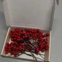 Fangoo 20 Pack 7 Inch Artificial Red Berry Picks for Christmas Tree Burgundy Red Berries Stems Holly Berry Branches Ornaments Wreath Crafts Wedding Holiday Season Winter Home Decor