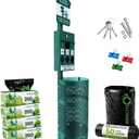 Dog Waste Station Outdoor Pet Waste Station- Desing With 4 Holes And 800 Dog Poop Bags, 50 Waste Can Liners, 3 Poop Bag Holders & 2 Set Of Keys, For Commercial Use, Parks, Condos & HOA