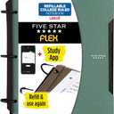 Five Star Flex Refillable Notebook + Study App, College Ruled Paper and 1 Inch TechLock Ring Binder with Pockets, Tabs and Dividers, 200 Sheet Capacity, Seaglass Green (293280AQ8)