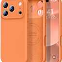 Vooii Magnetic for iPhone 17 Pro Case, Compatible with Magsafe (Premium Liquid Silicone) (Integrated Camera Control Button) Full Body Protective Anti-Scratch Microfiber Lining 6.3", Bright Orange