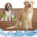 Dog Cooling Mat, Pet Cooling Mat for Dogs Cooling Blanket for Dogs Dog Cooling Pad for Kennels, Crates, Cars, Indoor & Outdoor Ice Silk Cooling Mat for Extra Large Dogs (Brown, XL(40 * 28"))