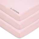 American Baby Company 3 Pack 100% Natural Cotton Fitted Mini Crib Sheets 38" x 24" - Soft & Breathable Small Nesting Portable Sheets, Fits Pack N Play Mattresses, Pink, for Boys & Girls