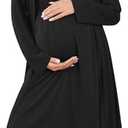 Ekouaer Maternity Nursing Gown and Robe Set Labor Delivery Nursing Nightgowns for Breastfeeding Pregnancy Clothes S, Black