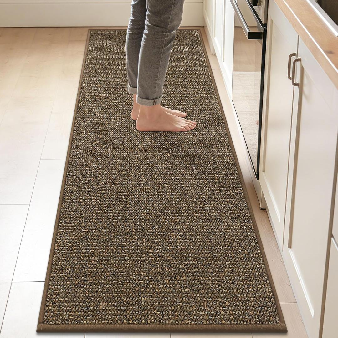 BEQHAUSE Kitchen Runner Rugs 24"x84", Non-Slip Kitchen Mats for Floor, Super Absorbent and Stain Resistant Kitchen Rug, Machine Washable Rugs for Kitchen, Hallway, Laundry & Sink, Brown