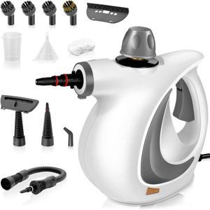 Pressurized Handheld Steam Cleaner for home with 12pcs Accessories & Safety Lock Multi-Surface Natural Deep Steamer for Cleaning Car, Furniture, Floor, Upholstery, Tile, Grout, Windows(dark gray)