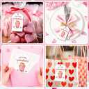 Cazhes Valentine's Day Paper Gift Tags, 50 Pcs Valentine Name Tag with String for Gifts Bags, Popcorn Holiday Presents Wrapping for Party Decoration Supplies - C06