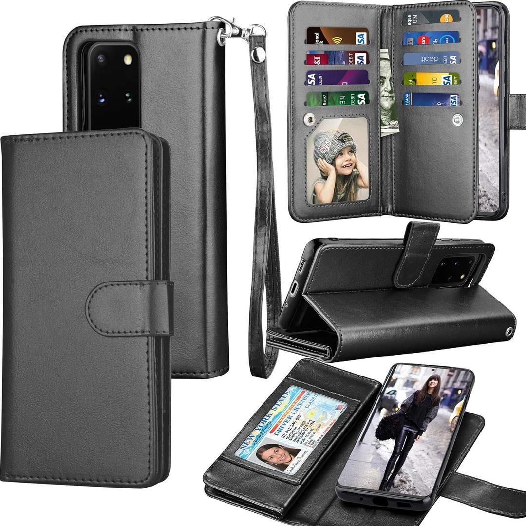 Tekcoo Galaxy S20 Case, Galaxy S20 Wallet Case, Luxury PU Leather Cash Credit Card Slots Holder Carrying Folio Flip Cover [Detachable Magnetic Hard Case] & Kickstand for Samsung Galaxy S20 [Black]