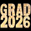 4 ft Graduation 2026 Marquee Decorations Light up Grad Prom Letter Numbers Sign Graduation Party Decorations Balloon Frame with Bracket for Class of 2026 Middle High School College (Grad 2026)