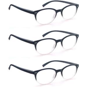 Black Reading Glasses Women Cute Small Round Readers +2.00 for Small Head/Petite Face,Lightweight Cheaters Reading Glasses w/Comfortable Spring Hinges 3 Pack