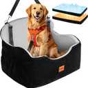 KYG Dog Car Seat for Large Medium Dogs up to 55 lbs or 2 Small Dogs, Memory Foam Booster Seat with Thick Cushion, Water-Resistant & Detachable Washable Cover, Pet Car Seat for Back, 2 Safety Leashes