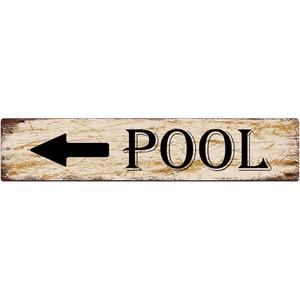 snowsun Metal Sign Pool Vintage Signs Retro Tin Signs Aluminum Sign for Bedroom Kitchen Garden Wall Pub Club Coffee Hanging Decor 4x16 Inch